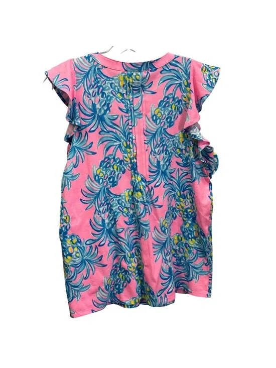 Lilly Pulitzer Golda Pelican Pink Beat The Heat Ruffle Sleeves Top Sz S NWT - Picture 3 of 5